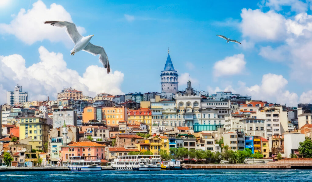 Golden Horn against Galata tower, Istanbul, Turkey